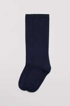 Calcetín infantil largo canalé marino