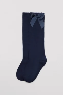 Calcetín infantil largo detalle lazo marino