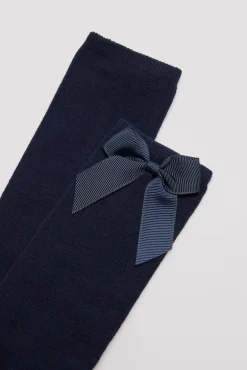 Calcetín infantil largo detalle lazo marino