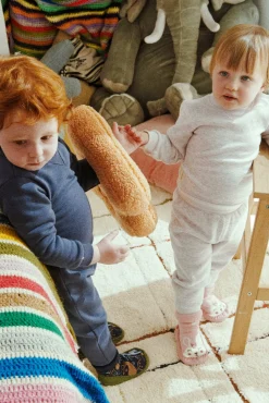 Calcetín zapatilla bebé térmico con suela antideslizante rosa