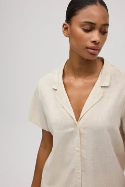 Camisa manga corta con lino