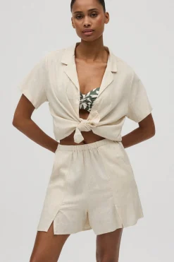 Camisa manga corta con lino