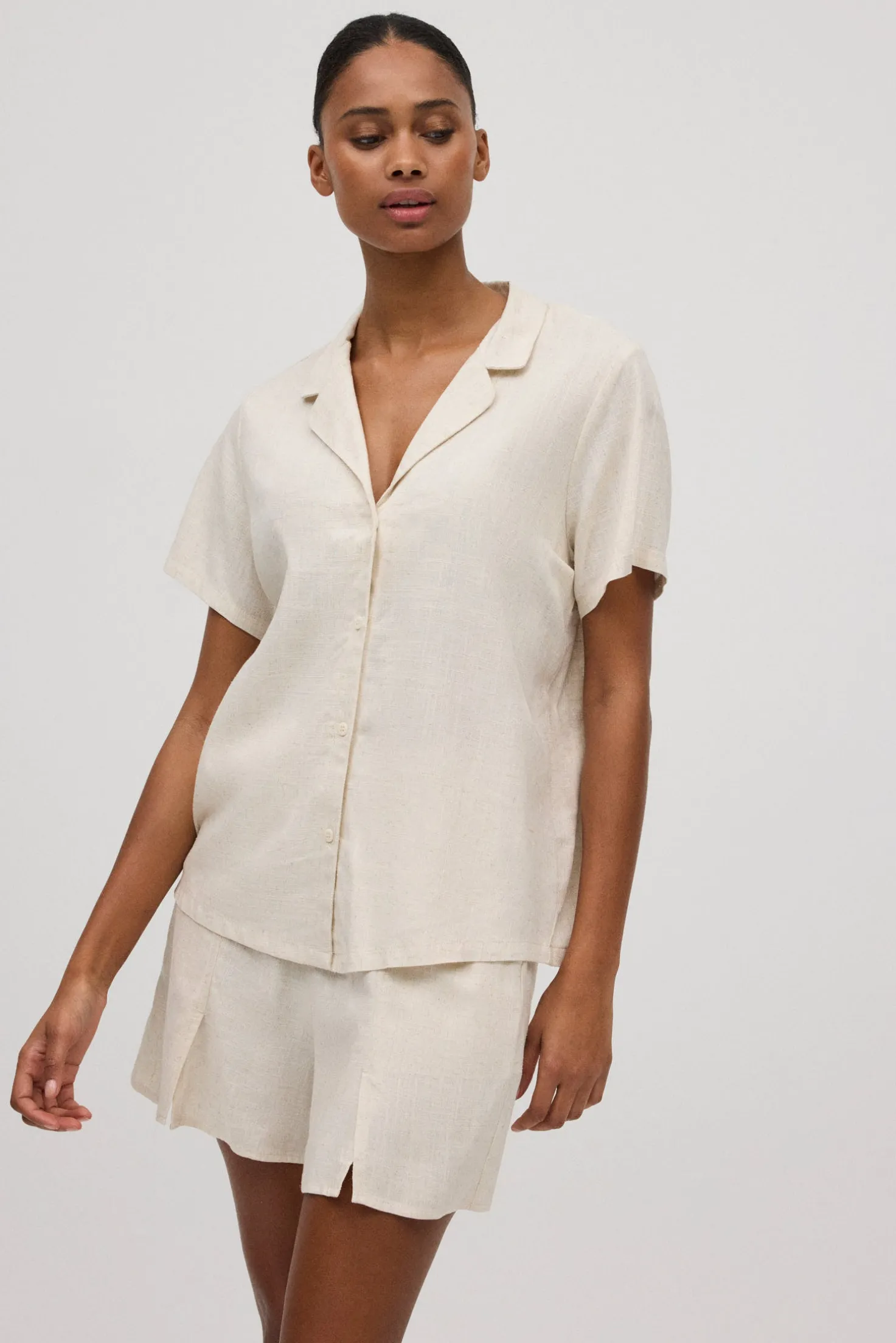 Camisa manga corta con lino