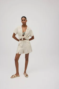 Camisa manga corta con lino