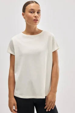 Camiseta algodón básica estilo deportivo marfil