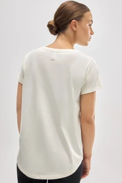 Camiseta algodón básica estilo deportivo marfil