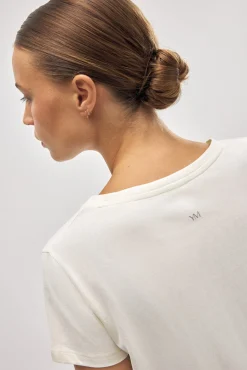 Camiseta algodón básica estilo deportivo marfil