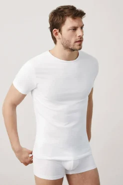 Camiseta interior manga corta algodón blanco