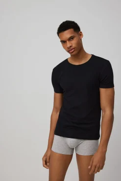 Camiseta interior manga corta algodón negro