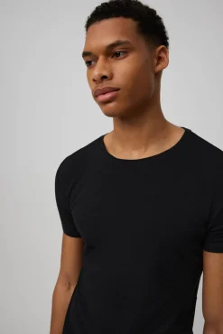 Camiseta interior manga corta algodón negro