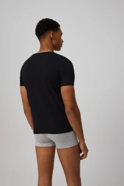 Camiseta interior manga corta algodón negro