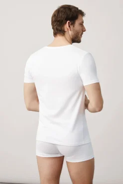 Camiseta interior manga corta cuello pico blanco