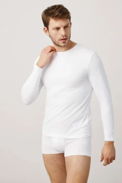Camiseta interior manga larga algodón blanco