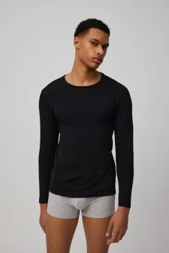 Camiseta interior manga larga algodón negro