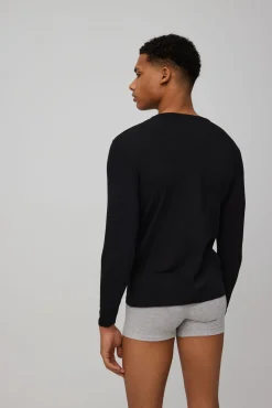 Camiseta interior manga larga algodón negro