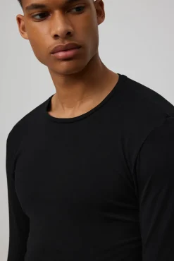 Camiseta interior manga larga algodón negro