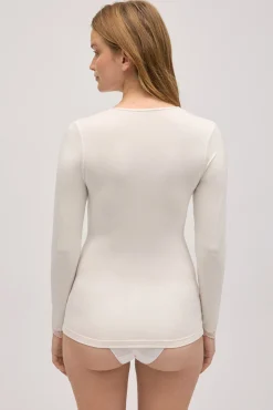 Camiseta interior manga larga bambú marfil