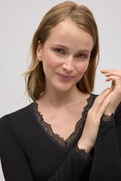 Camiseta interior manga larga bambú negro