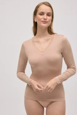 Camiseta interior manga larga bambú nude