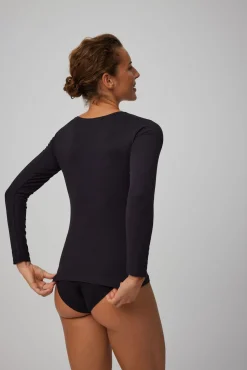 Camiseta interior manga larga algodón negro