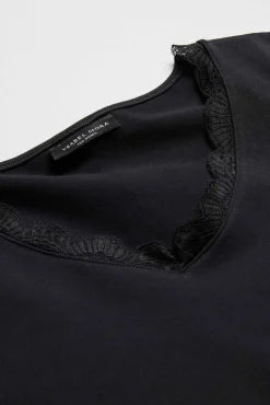 Camiseta lencera manga larga algodón negro