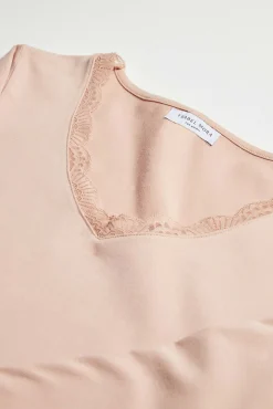 Camiseta lencera manga larga algodón nude