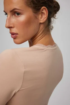 Camiseta lencera manga larga algodón nude