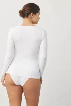 Camiseta lencera manga larga algodón blanco