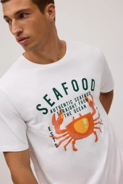 Camiseta manga corta estampada Seafood