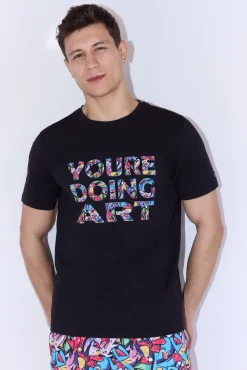 Camiseta manga corta estampado street art sockarrats negro