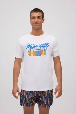 Camiseta manga corta estampada tablas surf