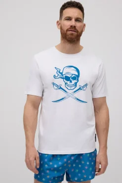 Camiseta manga corta estampada calavera pirata
