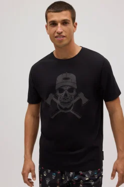 Camiseta manga corta estampada calavera