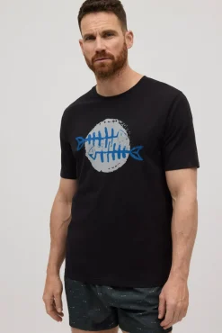 Camiseta manga corta estampada raspas negro