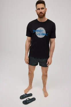 Camiseta manga corta estampada raspas negro