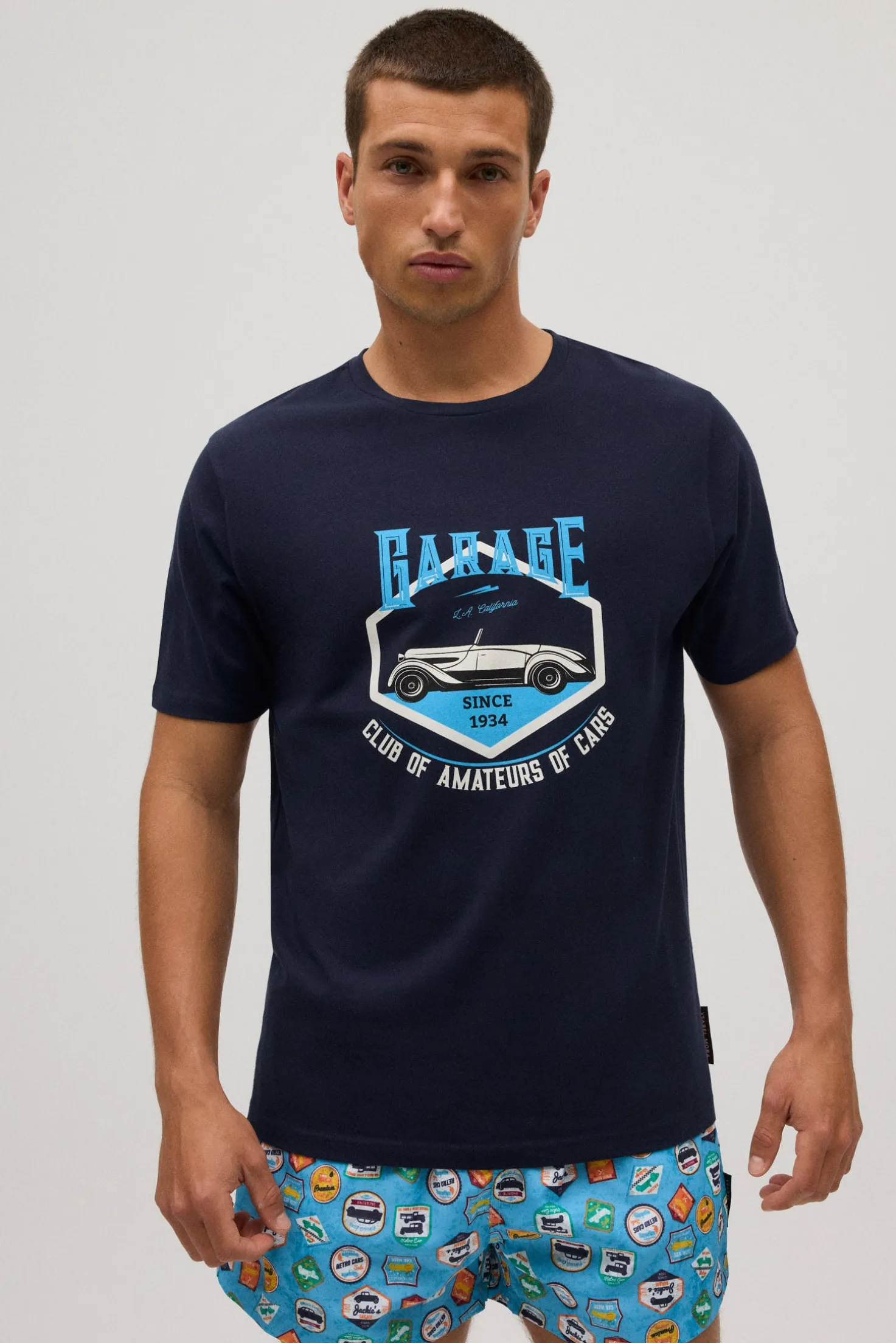 Camiseta manga corta estampada retro cars