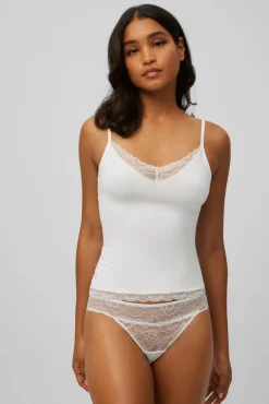 Camiseta tirantes detalle encaje marfil