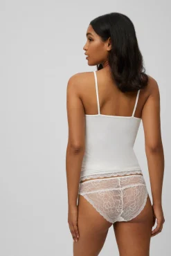Camiseta tirantes detalle encaje marfil