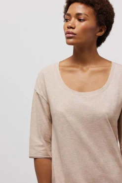 Camisón algodón orgánico manga larga beige