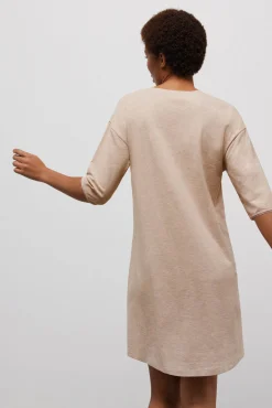 Camisón algodón orgánico manga larga beige