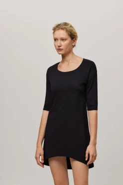 Camisón algodón orgánico manga larga negro