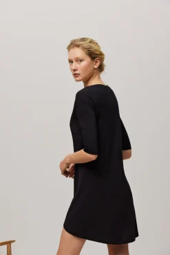 Camisón algodón orgánico manga larga negro