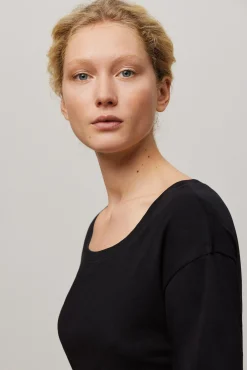 Camisón algodón orgánico manga larga negro