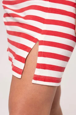 Camisón mujer algodón detalle volantes estampado rayas | MUYDEMI