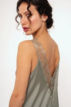 Camisón mujer midi satén verde|MUYDEMI