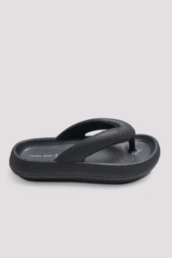 Chanclas de playa de dedo antideslizantes ligeras extra comfort negro