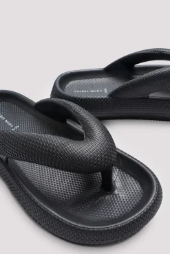 Chanclas de playa de dedo antideslizantes ligeras extra comfort negro