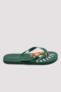 Chanclas verde caqui estampado seafood