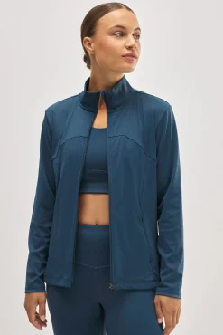 Chaqueta deportiva ajustada transpirable azul
