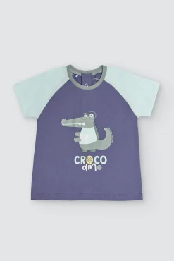 Conjunto bebé 3 piezas camiseta, short y bandana Crocodino